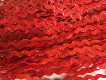 Load image into Gallery viewer, 1 yard RED GOLD Or RED SILVER Glitter Shine Quality Ric Rac Trim 6mm Wide Many Colours Zig Zag Braid Ricrac Trimming Rick Rack