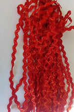 Load image into Gallery viewer, 1 yard RED GOLD Or RED SILVER Glitter Shine Quality Ric Rac Trim 6mm Wide Many Colours Zig Zag Braid Ricrac Trimming Rick Rack