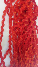 Load image into Gallery viewer, 1 yard RED GOLD Or RED SILVER Glitter Shine Quality Ric Rac Trim 6mm Wide Many Colours Zig Zag Braid Ricrac Trimming Rick Rack