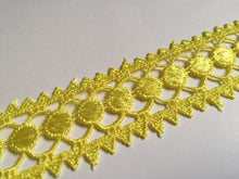 Load image into Gallery viewer, 1m YELLOW Lace Trims 38mm Wide Embroidered Guipure Trimmings Scrapbooking Cardmaking Wedding Home Decor Sewing Craft Projects