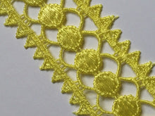 Load image into Gallery viewer, 1m YELLOW Lace Trims 38mm Wide Embroidered Guipure Trimmings Scrapbooking Cardmaking Wedding Home Decor Sewing Craft Projects