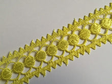 Load image into Gallery viewer, 1m YELLOW Lace Trims 38mm Wide Embroidered Guipure Trimmings Scrapbooking Cardmaking Wedding Home Decor Sewing Craft Projects