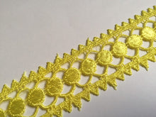 Load image into Gallery viewer, 1m YELLOW Lace Trims 38mm Wide Embroidered Guipure Trimmings Scrapbooking Cardmaking Wedding Home Decor Sewing Craft Projects