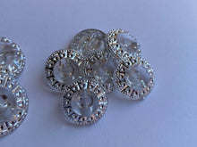 Load image into Gallery viewer, 10 Clear Silver Dots Shank Quality Buttons 15mm 20mm Wide Dresses Tops Coats Babies Blazers Shirt Sewing Craft