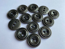 Load image into Gallery viewer, 10 GREY 23mm Wide Metal Buttons Jacket Shirt Sewing Craft 2 Holes