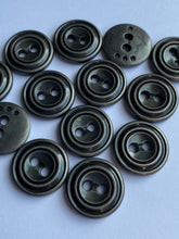 Load image into Gallery viewer, 10 GREY 23mm Wide Metal Buttons Jacket Shirt Sewing Craft 2 Holes