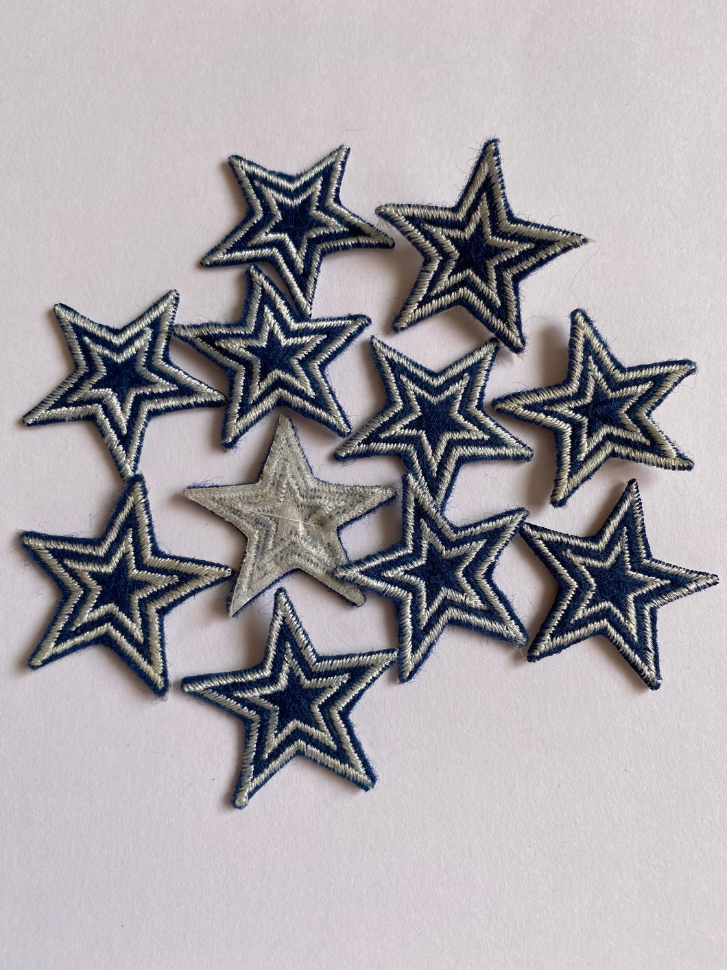 11 BLUE STARS 30mm Wide Patch Badge Leather Jackets Coats Jeans Dresses Tops Babies Blazers Shirts Skirts Bags Caps Hats Sewing Art Craft
