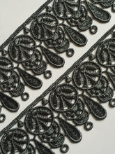 Load image into Gallery viewer, 1 yard GREY Lace Trims 49mm Wide Embroidered Guipure Trimmings Cardmaking Wedding Home Decor Sewing Craft Projects
