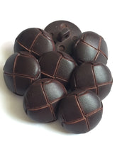 Load image into Gallery viewer, 1 BROWN LEATHER FOOTBALL Look Alike Shank Buttons 20mm Wide Dresses Tops Coats Babies Blazers Shirt Sewing Craft