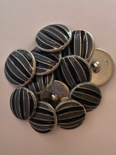 Load image into Gallery viewer, 1 Black Grey Stripes Shank Buttons 22mm 26mm Wide Dresses Tops Coats Babies Blazers Shirt Sewing Craft Different Colours