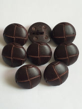 Load image into Gallery viewer, 1 BROWN LEATHER FOOTBALL Look Alike Shank Buttons 20mm Wide Dresses Tops Coats Babies Blazers Shirt Sewing Craft