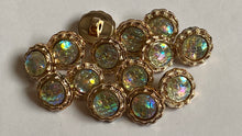 Load image into Gallery viewer, 10 Shine Gold Diamante Shank Buttons 13mm Wide Dresses Tops Coats Babies Blazers Shirt Sewing Art Craft