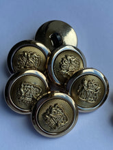 Load image into Gallery viewer, 5 Gold 15mm 21mm Wide Coat Of Arms Shank Quality Buttons Army Military Sewing Craft Coat Jacket