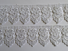 Load image into Gallery viewer, 1 yard WHITE #2 Lace Trims 52mm Wide Embroidered Guipure Trimmings Cardmaking Wedding Home Decor Sewing Craft Projects