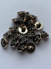 Load image into Gallery viewer, 10 Medieval Cross Flower Black Shank Bronze Light Yellow Gold Quality Buttons 12mm Wide Dresses Tops Coats Babies Blazers Shirt Sewing Craft