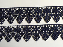 Load image into Gallery viewer, 1 yard NAVY Lace Trims 49mm Wide Embroidered Guipure Trimmings Cardmaking Wedding Home Decor Sewing Craft Projects