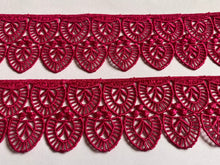 Load image into Gallery viewer, 1 yard DEEP PINK Lace Trims 49mm Wide Embroidered Guipure Trimmings Cardmaking Wedding Home Decor Sewing Craft Projects