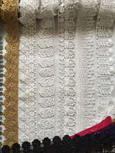 Load image into Gallery viewer, 1 yard WHITE #3 Lace Trims 52mm Wide Embroidered Guipure Trimmings Cardmaking Wedding Home Decor Sewing Craft Projects