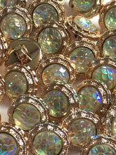 Load image into Gallery viewer, 10 Shine Gold Diamante Shank Buttons 13mm Wide Dresses Tops Coats Babies Blazers Shirt Sewing Art Craft