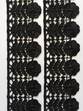 Load image into Gallery viewer, 1 yard BLACK Lace Trims 49mm Wide Embroidered Guipure Trimmings Cardmaking Wedding Home Decor Sewing Craft Projects