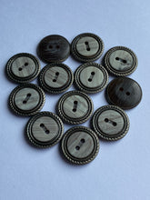 Load image into Gallery viewer, 10 LIGHT GREY 20mm Wide Bronze Buttons Jacket Shirt Sewing Craft 2 Holes