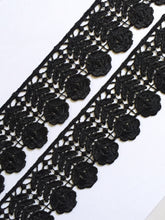 Load image into Gallery viewer, 1 yard BLACK Lace Trims 49mm Wide Embroidered Guipure Trimmings Cardmaking Wedding Home Decor Sewing Craft Projects