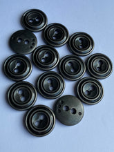 Load image into Gallery viewer, 10 GREY 23mm Wide Metal Buttons Jacket Shirt Sewing Craft 2 Holes