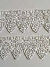Load image into Gallery viewer, 1 yard WHITE #1 Lace Trims 50mm Wide Embroidered Guipure Trimmings Cardmaking Wedding Home Decor Sewing Craft Projects