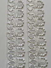 Load image into Gallery viewer, 1 yard WHITE #3 Lace Trims 52mm Wide Embroidered Guipure Trimmings Cardmaking Wedding Home Decor Sewing Craft Projects