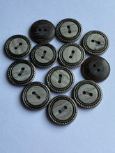 Load image into Gallery viewer, 10 LIGHT GREY 20mm Wide Bronze Buttons Jacket Shirt Sewing Craft 2 Holes