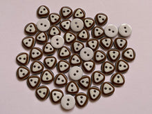 Load image into Gallery viewer, 20 50 100 BROWN Triangle Top Round Bottom 12mm Wide Buttons Shirt Sewing Craft