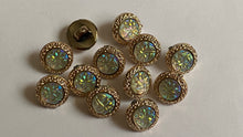 Load image into Gallery viewer, 10 Shine Gold Diamante Shank Buttons 12mm Wide Dresses Tops Coats Babies Blazers Shirt Sewing Art Craft