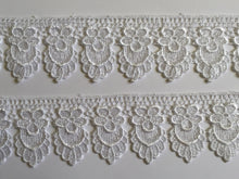 Load image into Gallery viewer, 1 yard WHITE #2 Lace Trims 52mm Wide Embroidered Guipure Trimmings Cardmaking Wedding Home Decor Sewing Craft Projects
