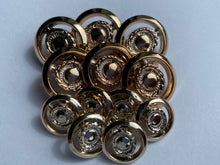 Load image into Gallery viewer, 5 GOLD Shank Buttons 16mm 22mm Wide Dresses Tops Coats Babies Blazers Shirt Sewing Craft Different Colours