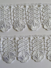 Load image into Gallery viewer, 1 yard WHITE #5 Lace Trims 50mm Wide Embroidered Guipure Trimmings Cardmaking Wedding Home Decor Sewing Craft Projects