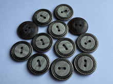 Load image into Gallery viewer, 10 LIGHT GREY 20mm Wide Bronze Buttons Jacket Shirt Sewing Craft 2 Holes