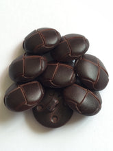 Load image into Gallery viewer, 1 BROWN LEATHER FOOTBALL Look Alike Shank Buttons 20mm Wide Dresses Tops Coats Babies Blazers Shirt Sewing Craft