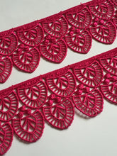 Load image into Gallery viewer, 1 yard DEEP PINK Lace Trims 49mm Wide Embroidered Guipure Trimmings Cardmaking Wedding Home Decor Sewing Craft Projects