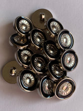 Load image into Gallery viewer, 10 WHEELS Silver Black Shank Quality Buttons 15mm Wide Dresses Tops Coats Babies Blazers Shirt Sewing Craft #