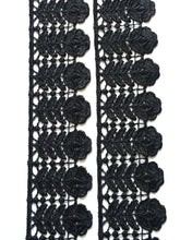 Load image into Gallery viewer, 1 yard BLACK Lace Trims 49mm Wide Embroidered Guipure Trimmings Cardmaking Wedding Home Decor Sewing Craft Projects