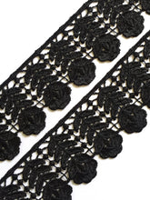 Load image into Gallery viewer, 1 yard BLACK Lace Trims 49mm Wide Embroidered Guipure Trimmings Cardmaking Wedding Home Decor Sewing Craft Projects
