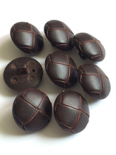 Load image into Gallery viewer, 1 BROWN LEATHER FOOTBALL Look Alike Shank Buttons 20mm Wide Dresses Tops Coats Babies Blazers Shirt Sewing Craft