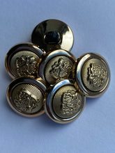 Load image into Gallery viewer, 5 Gold 15mm 21mm Wide Coat Of Arms Shank Quality Buttons Army Military Sewing Craft Coat Jacket