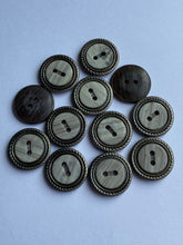 Load image into Gallery viewer, 10 LIGHT GREY 20mm Wide Bronze Buttons Jacket Shirt Sewing Craft 2 Holes
