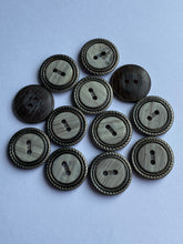 Load image into Gallery viewer, 10 LIGHT GREY 20mm Wide Bronze Buttons Jacket Shirt Sewing Craft 2 Holes