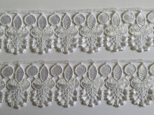 Load image into Gallery viewer, 1 yard WHITE #3 Lace Trims 52mm Wide Embroidered Guipure Trimmings Cardmaking Wedding Home Decor Sewing Craft Projects