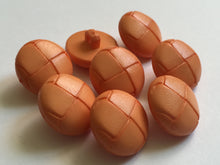 Load image into Gallery viewer, 1 ORANGE LEATHER FOOTBALL Look Alike Shank Buttons 20mm Wide Dresses Tops Coats Babies Blazers Shirt Sewing Craft