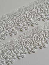 Load image into Gallery viewer, 1 yard WHITE #4 Lace Trims 52mm Wide Embroidered Guipure Trimmings Cardmaking Wedding Home Decor Sewing Craft Projects