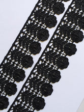 Load image into Gallery viewer, 1 yard BLACK Lace Trims 49mm Wide Embroidered Guipure Trimmings Cardmaking Wedding Home Decor Sewing Craft Projects