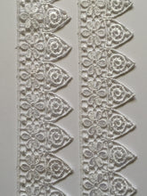 Load image into Gallery viewer, 1 yard WHITE #1 Lace Trims 50mm Wide Embroidered Guipure Trimmings Cardmaking Wedding Home Decor Sewing Craft Projects